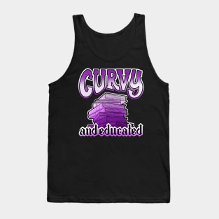 Curvy and educated, stack of purple books Tank Top